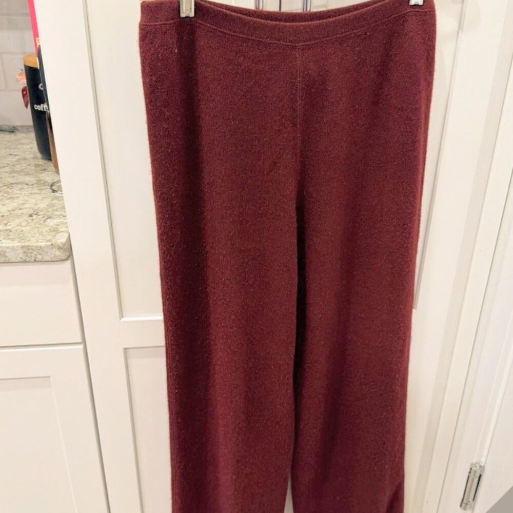 Neiman Marcus 100% cashmere burgundy/wine red elastic waist loose  pants M/L